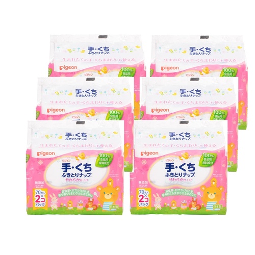 Pigeon Baby Hand & Mouth Wipe 6Packs 840pcs (70x2)x6