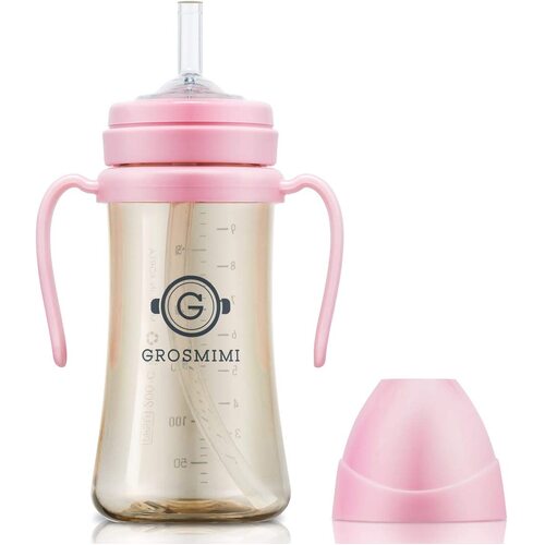 Grosmimi Straw Cup PPSU 300ml (6M+) -Pink 吸管杯