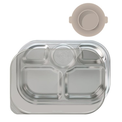 Grosmimi Stainless Baby Food Tray with Silicone Suction Plate (5 Compartments)