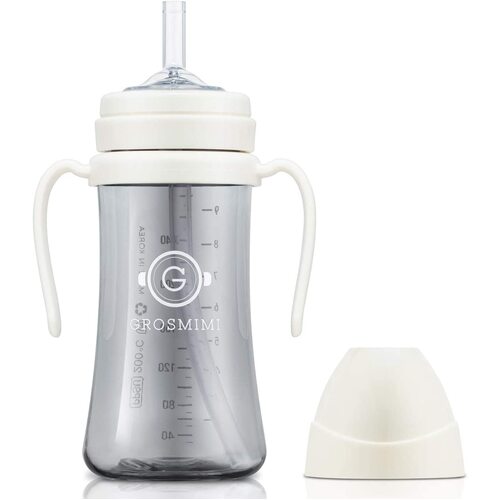 Grosmimi Straw Cup Dark Series PPSU 300ml (6M+) -White  吸管杯
