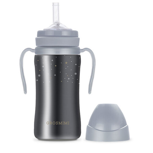 Grosmimi Stainless SUS304 Kids Insulated Straw Cup 300ml (10M+) - Silver 保温吸管杯