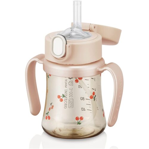 Grosmimi Cherrish Edition PPSU Straw Cup 200ml +Weighted Straw(6M+) -Rose Gold 吸管杯