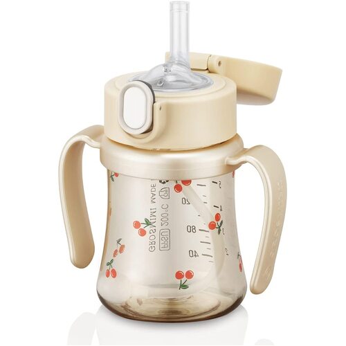 Grosmimi Cherrish Edition PPSU Straw Cup 200ml +Weighted Straw (6M+) -Pure Gold 吸管杯