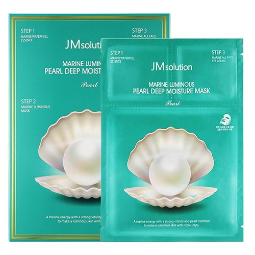 JM Solution Marine Luminous Pearl Deep Moisture Face Mask Box (10 Sheets) 珍珠深层保湿面膜