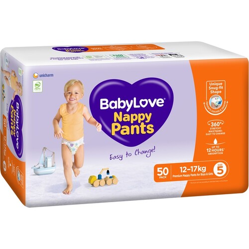 Babylove Nappy Pants Size 5 Jumbo Pack 50PK  (12-17KG) (Size XL)