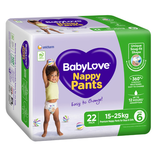 Babylove Nappy Pants Size 6 Junior 22PK (15-25KG) -Size-XXL