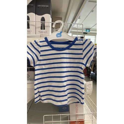  Elfindoll Japan Classic 100% Cotton Girl Top Size 80-120cm (Blue Stripe)- 西松屋