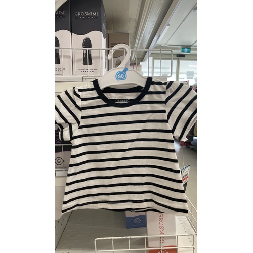 Elfindoll Japan Classic 100% Cotton Girl Top Size 80-120cm (Black Stripe)- 西松屋