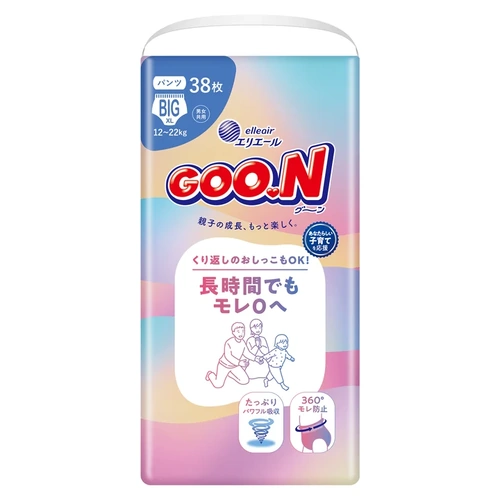 Goo.N Superior Leak Protection Nappy Pants Size XL 38 Pack (12-20KG) NEW VERSION 