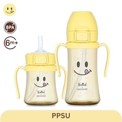Grosmimi Smile PPSU Straw Cup 200ml/300ml (6M+) -Lemon Sugar  吸管杯