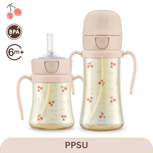 Grosmimi Cherrish Edition PPSU Straw Cup 200ml/300ml (6M+) Sweet Peach 吸管杯