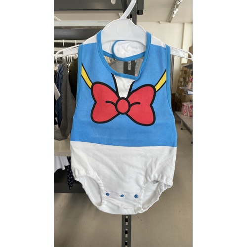 Elfindoll 100% Cotton Baby Donald Belly Pad Romper with Back Exposed 70-80cm 西松屋连体衣