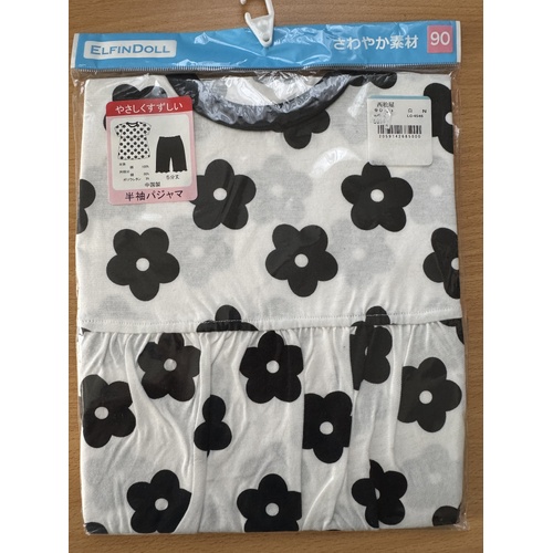 ElfinDoll Baby Girl Set (Top + Pants) 1 Set Size 90cm (Black Flower) 西松屋睡衣套装