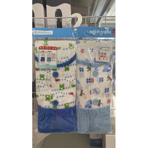 ElfinDoll Baby 100% Cotton Pajamas (Top+Short) 2 Sets Size 110cm (Green Frog) 西松屋睡衣两套装