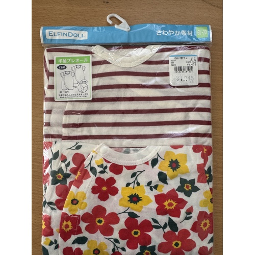 Elfindoll 100% Cotton Baby Girl Onesie 2 Pack Size 60-70cm 连体衣